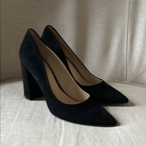 Nine West Cara Pump in Black Suede with Block Heel